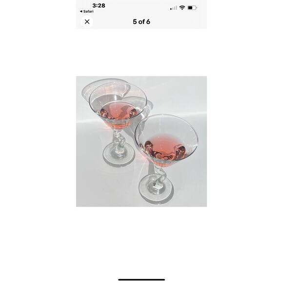 Set of  4 Libbey Z-Stem Zig Zag Bent Martini Glasses Clear - Picture 7 of 7